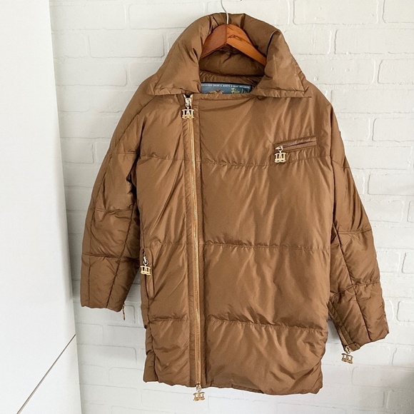 DSQUARED Down Women’s Parks Jacket Puffer Tan Gold Bronze Luxury S Oversized - Picture 4 of 16